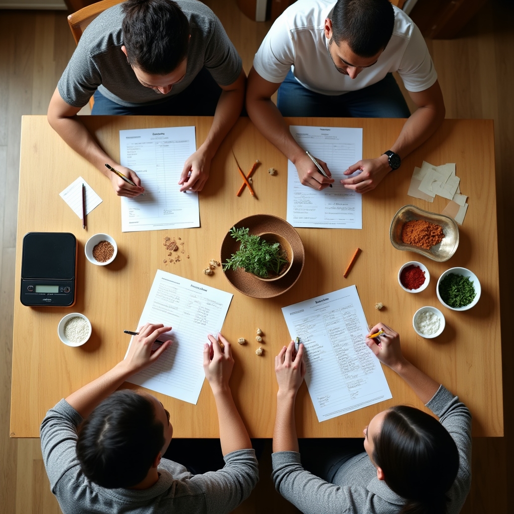 Workshop participants working through costing exercises at tables